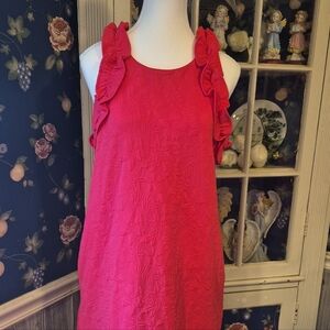 Crown & Ivy Bold Pink Ruffle Mini Dress